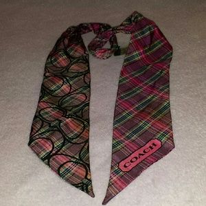 Coach ombre tartan silk ponytail scarf